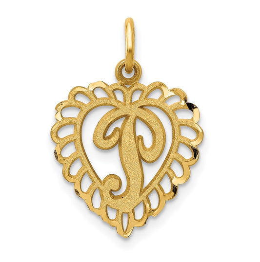 10K Yellow Gold Initial P Letter Charm