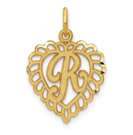 10K Yellow Gold Initial R Letter Charm