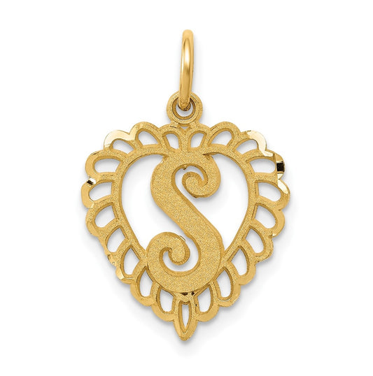 10K Yellow Gold Initial S Letter Charm