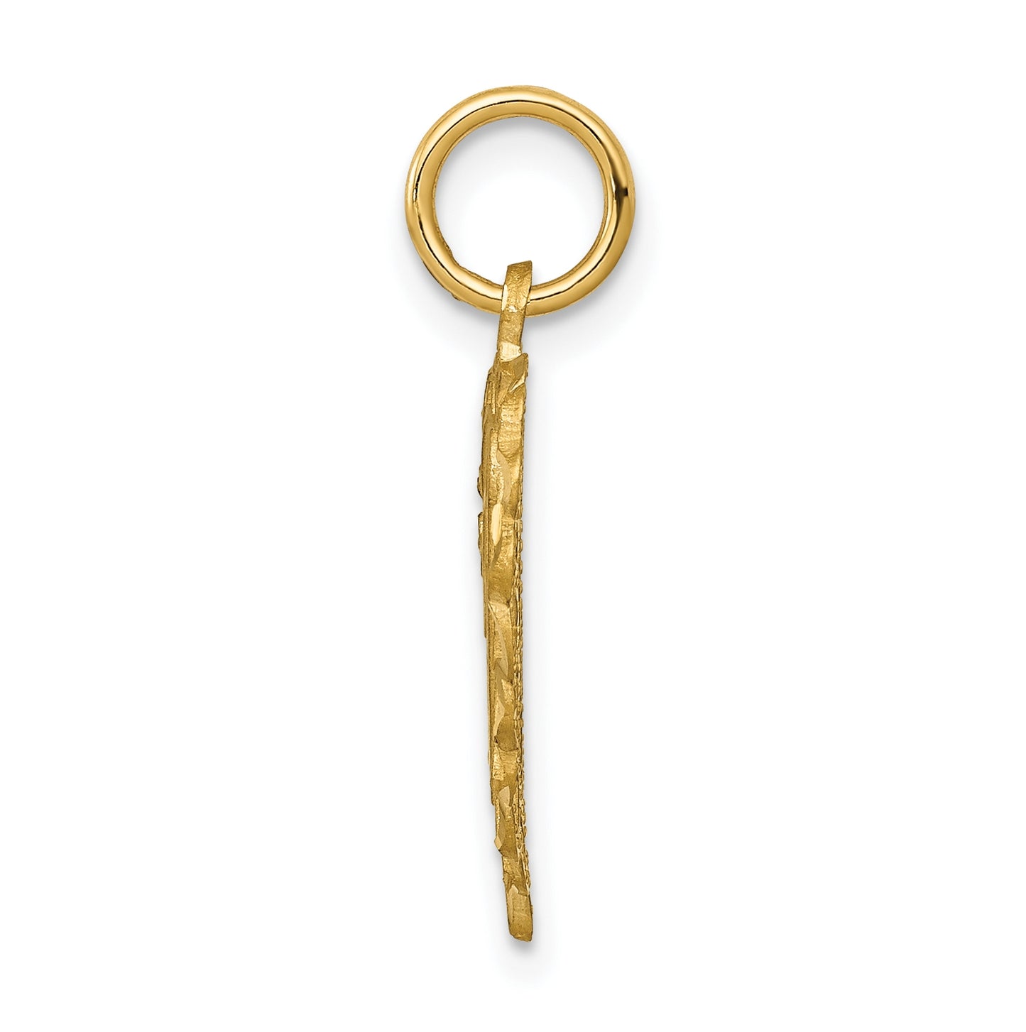 10K Yellow Gold Initial V Letter Charm