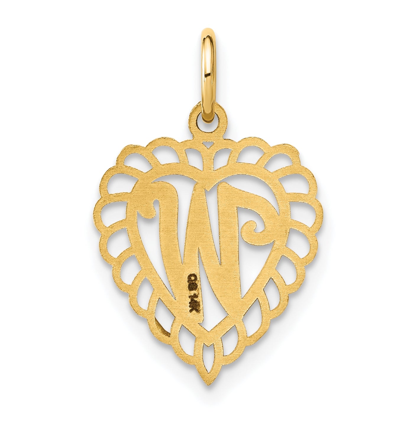 10K Yellow Gold Initial W Letter Charm