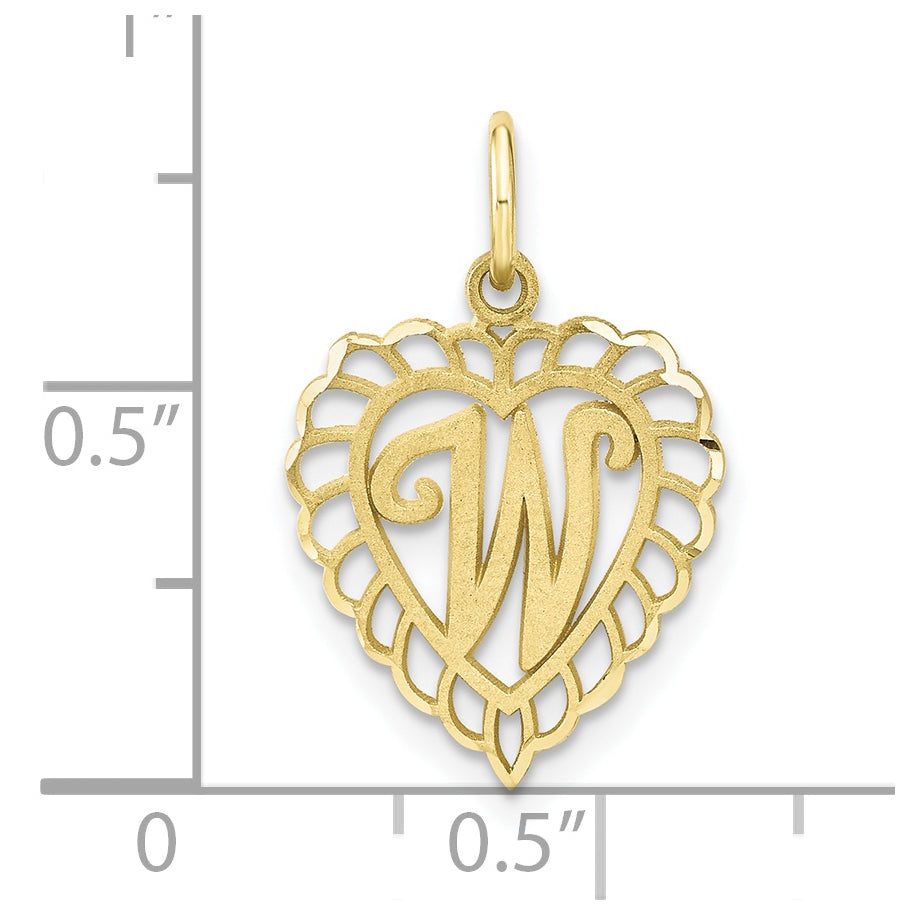 10K Yellow Gold Initial W Letter Charm