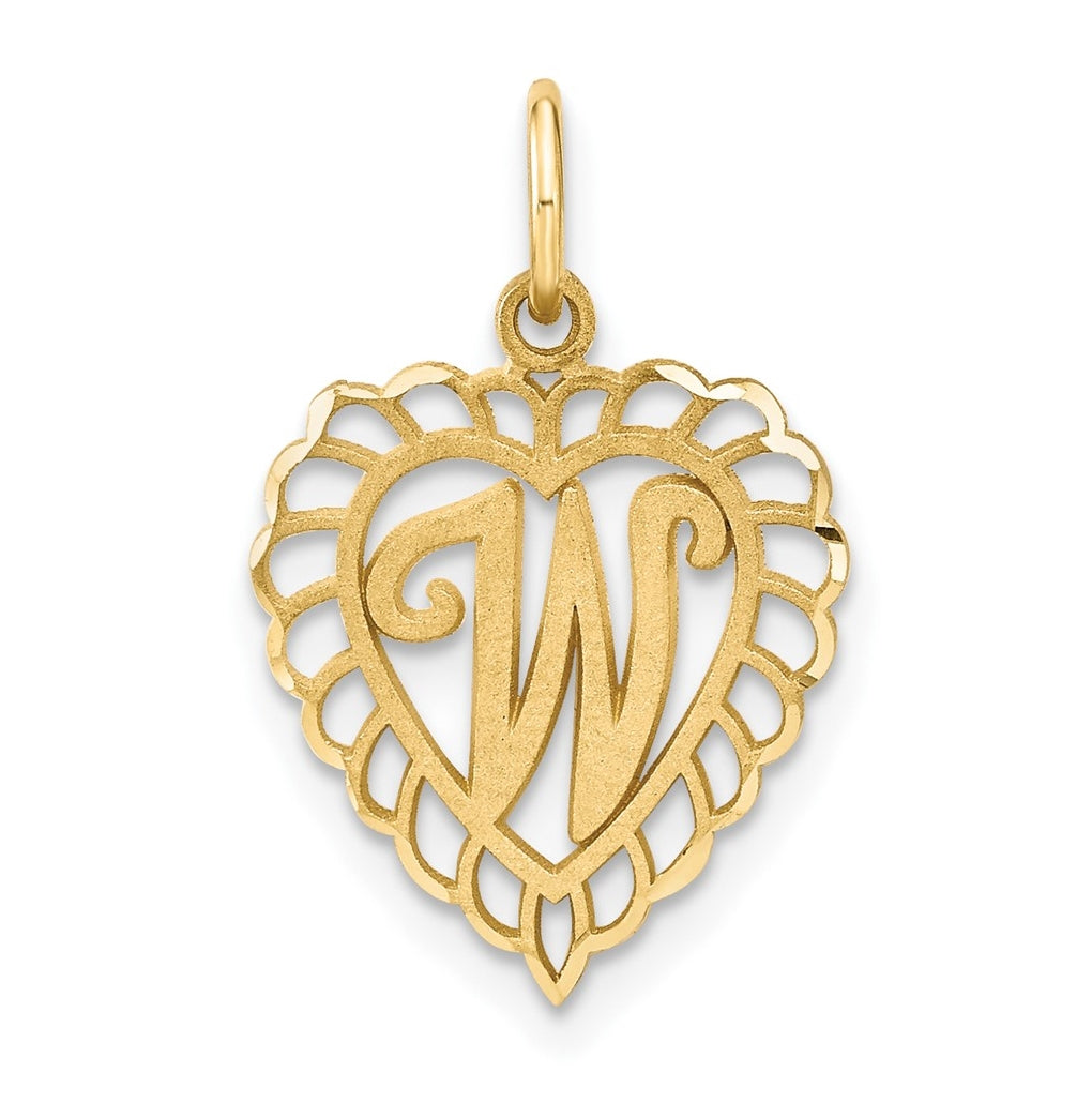 10K Yellow Gold Initial W Letter Charm