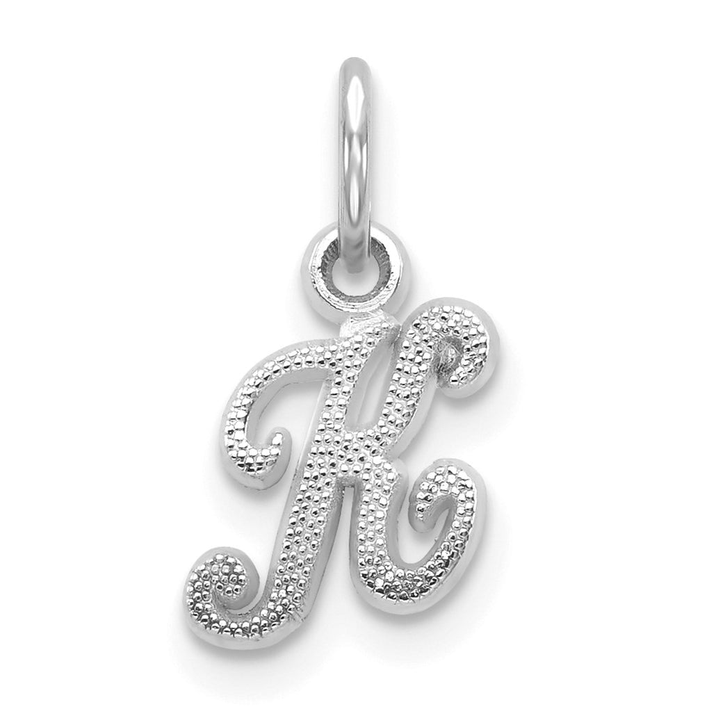 10K White Gold K Initial Charm