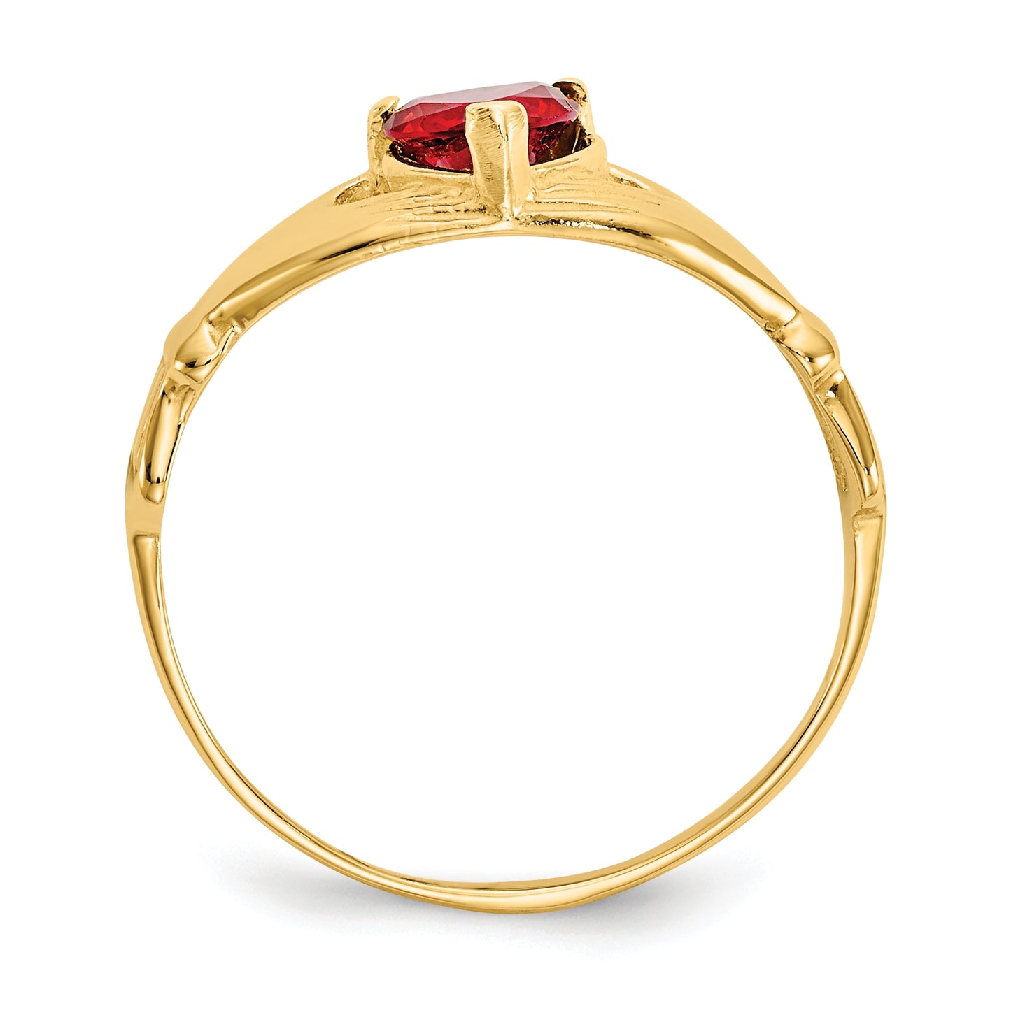 10K Yellow Gold Cubic Zirconia January Birthstone Claddagh Heart Ring