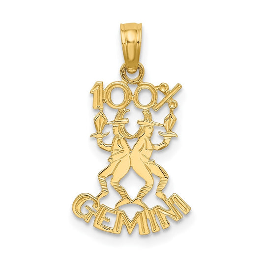 10K Yellow Gold 100% GEMINI Zodiac Charm