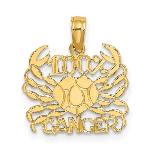 10K Yellow Gold 100% CANCER Zodiac Charm