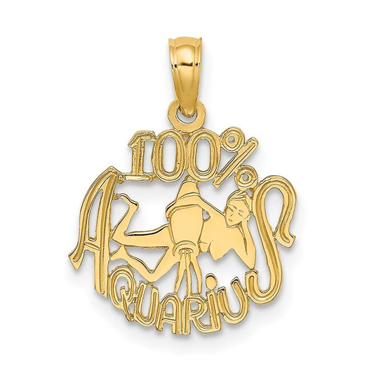 10K Yellow Gold 100% AQUARIUS Zodiac Charm