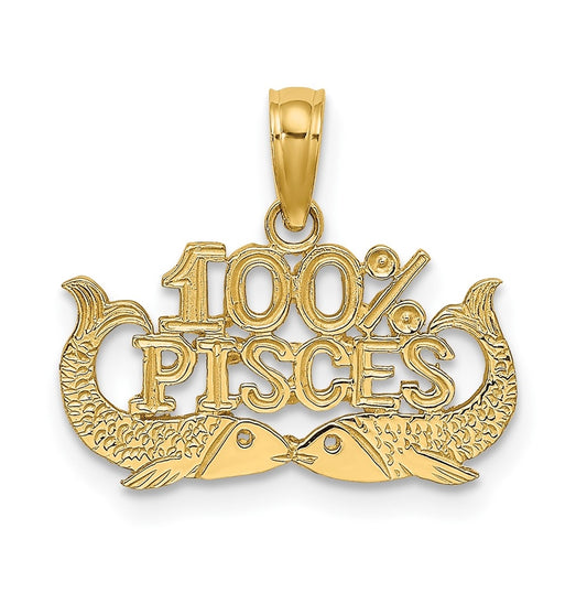 10K Yellow Gold 100% PISCES Zodiac Charm