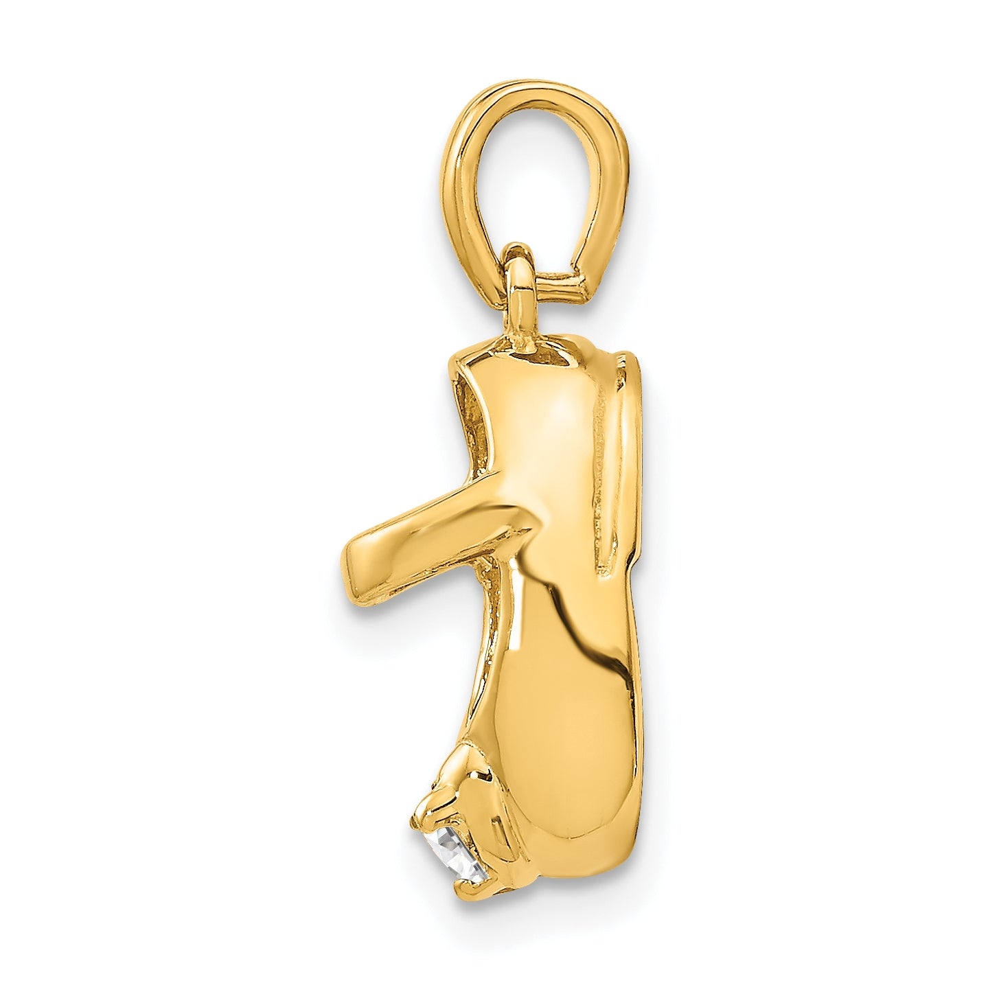 10K Yellow Gold 3-D April/Synthetic Stone Engraveable Baby Shoe Charm