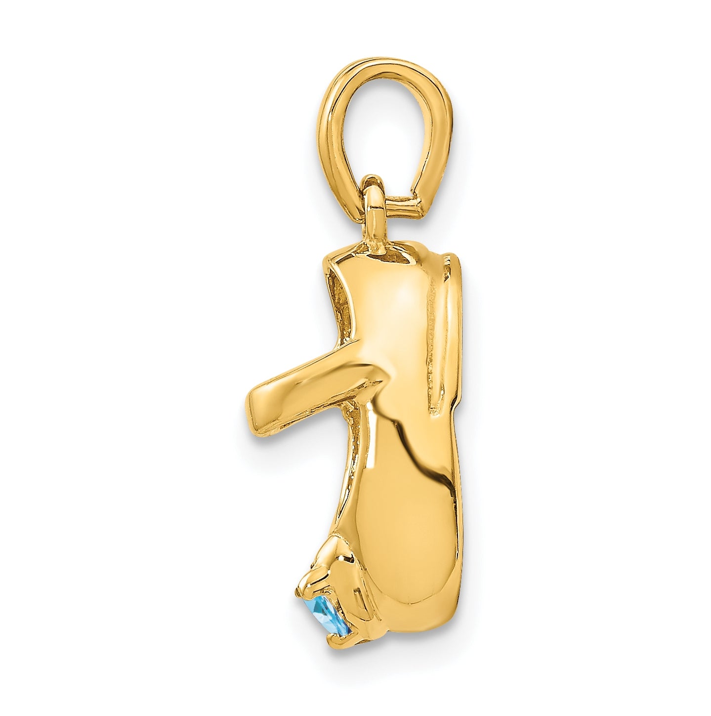 10K Yellow Gold 3-D December/Synthetic Stone Engraveable Baby Shoe Charm