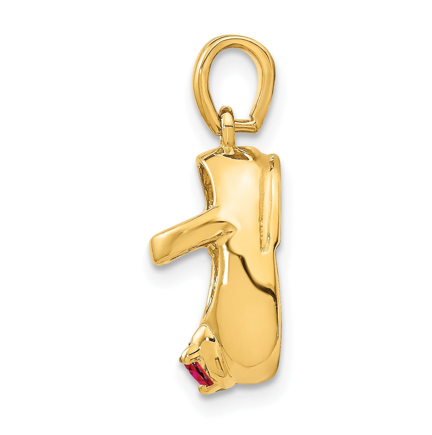 10K Yellow Gold 3-D July/Synthetic Stone Engraveable Baby Shoe Charm
