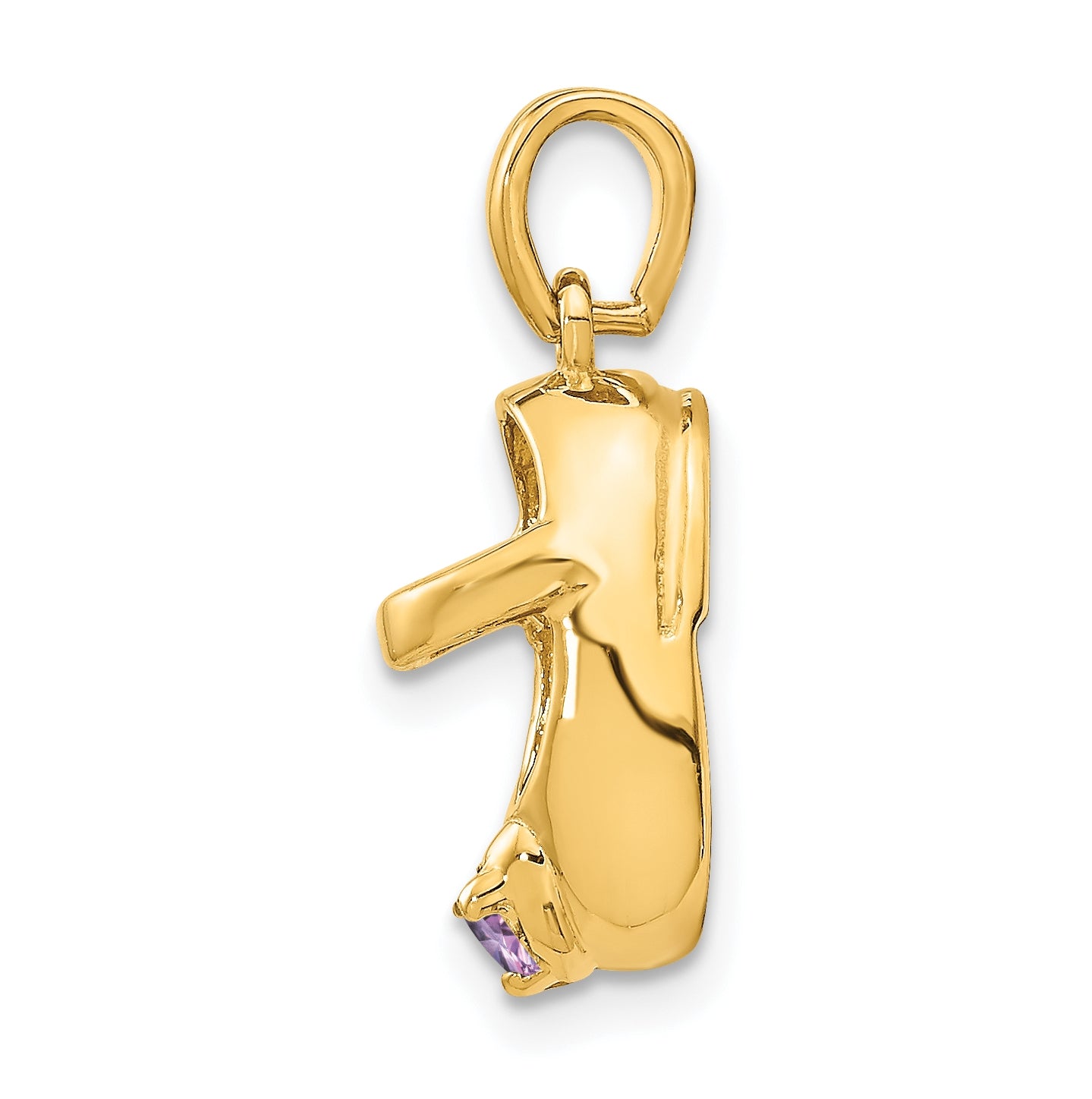 10K Yellow Gold 3-D June Synthetic Stone Engraveable Baby Shoe Charm