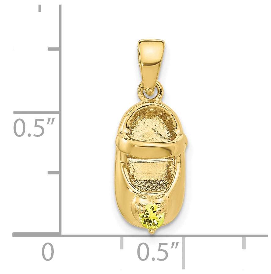 10K Yellow Gold 3-D November/Synthetic Stone Engraveable Baby Shoe Charm