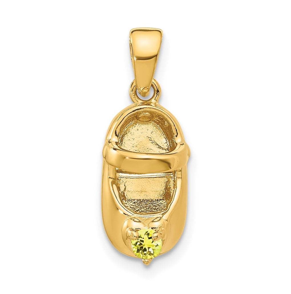 10K Yellow Gold 3-D November/Synthetic Stone Engraveable Baby Shoe Charm