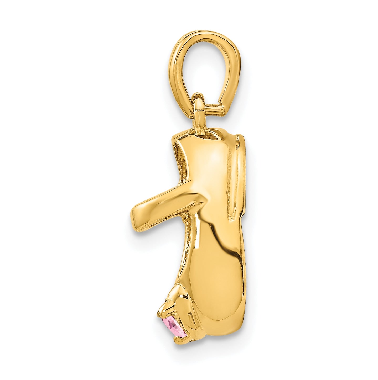 10K Yellow Gold 3-D October/Synthetic Stone Engraveable Shoe Charm