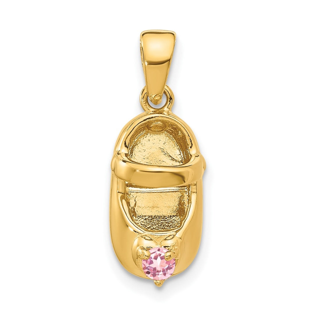 10K Yellow Gold 3-D October/Synthetic Stone Engraveable Shoe Charm