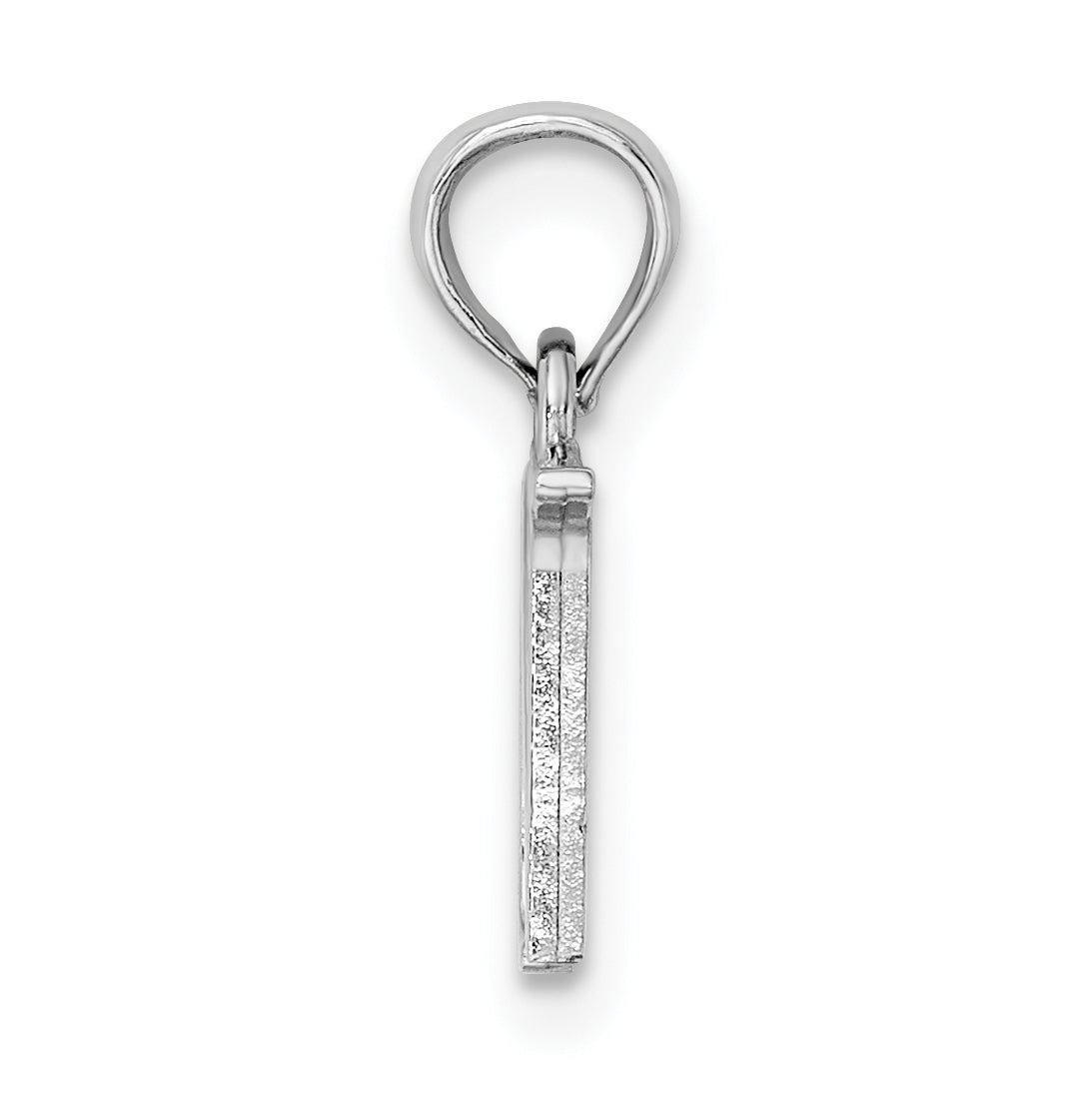 10K White Gold Polished N Block Initial Charm