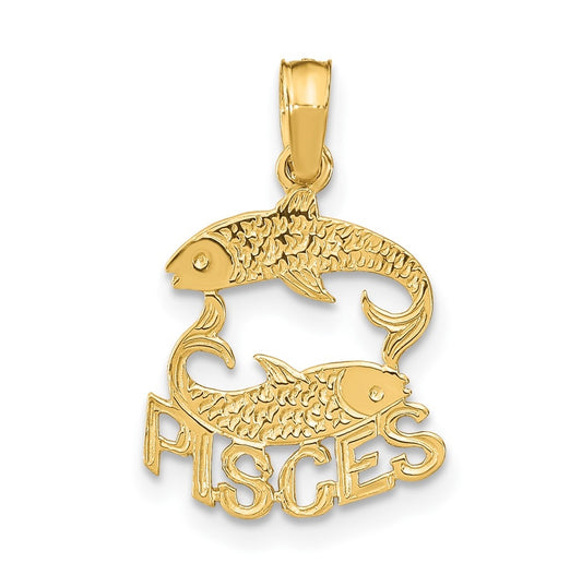 10K Yellow Gold PISCES Zodiac-Charm