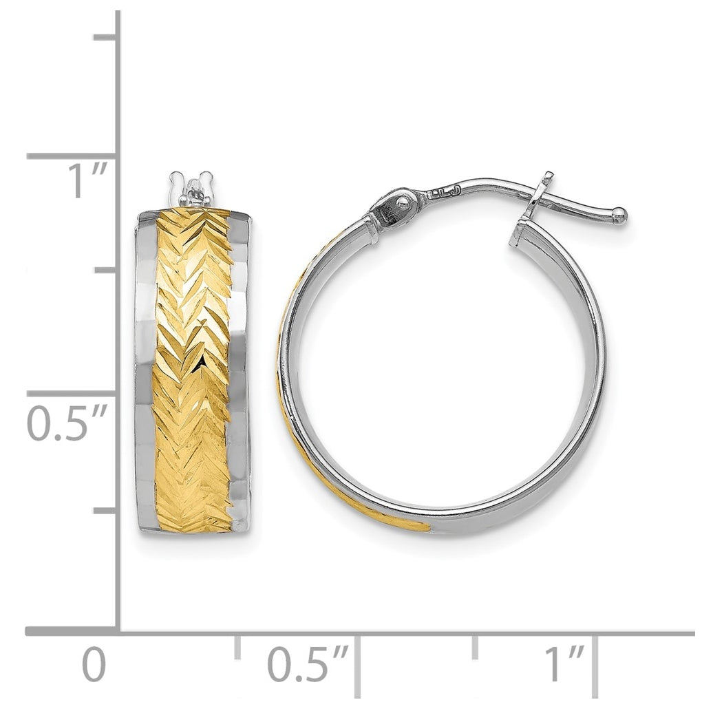 Leslie's 10K Yellow Gold w/Rhodium Plating Polished and Diamond Cut Earrings – Elegant Jewelry Gift for Birthday, Anniversary, Engagement, Wedding