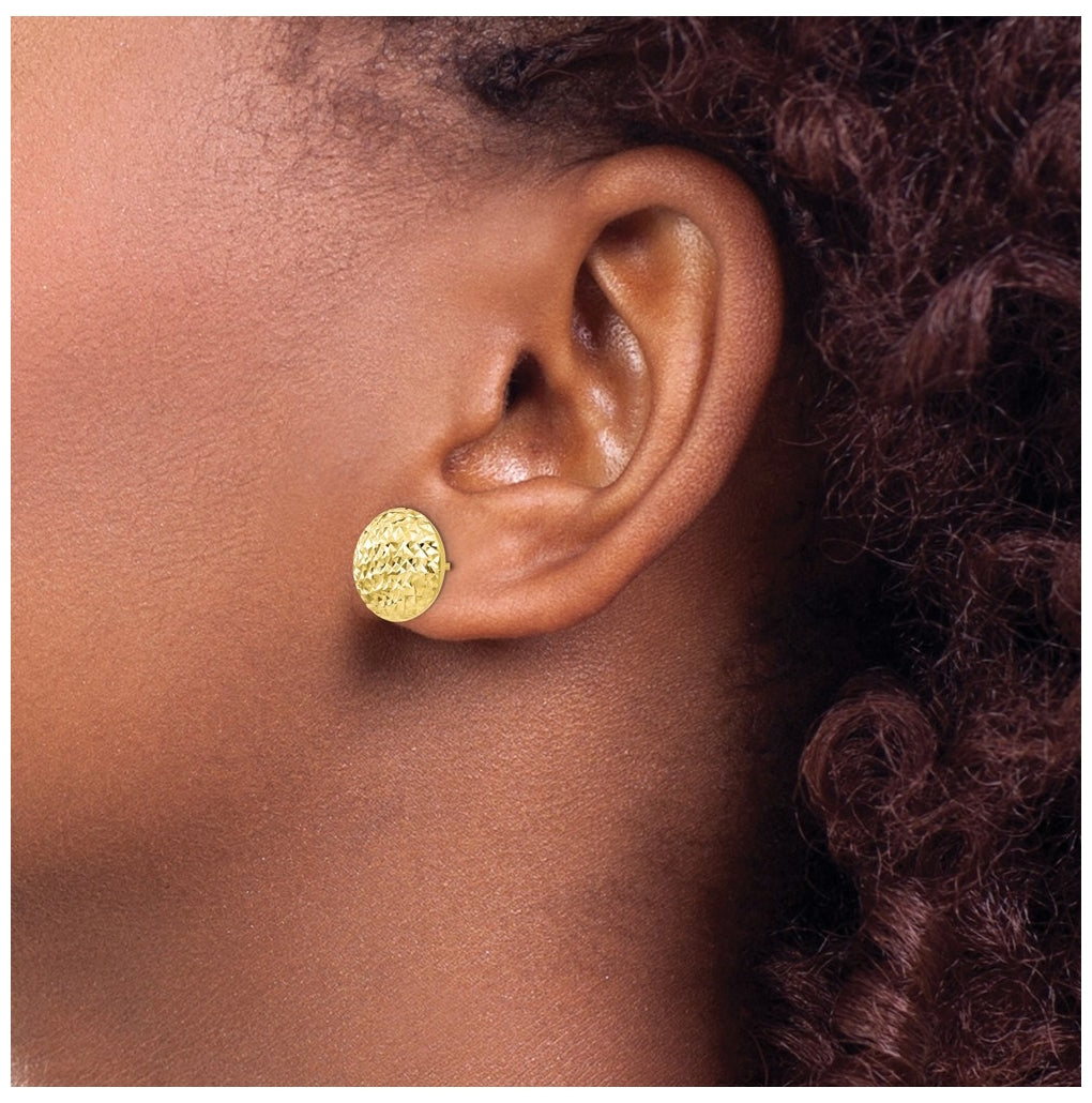 Leslie's 10K Yellow Gold Diamond Cut Post Earrings – Elegant Jewelry Gift for Birthday, Anniversary, Engagement, Wedding