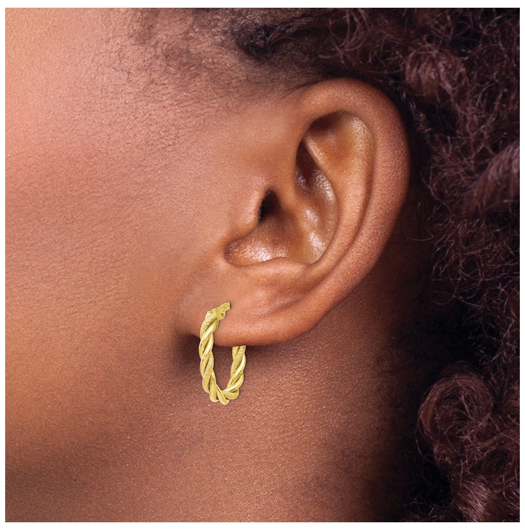 Leslie's 10K Yellow Gold Polished and Textured Gold Earrings – Elegant Jewelry Gift for Birthday, Anniversary, Engagement, Wedding