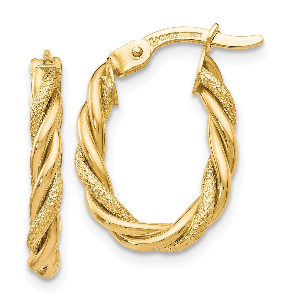 Leslie's 10K Yellow Gold Polished and Textured Gold Earrings – Elegant Jewelry Gift for Birthday, Anniversary, Engagement, Wedding