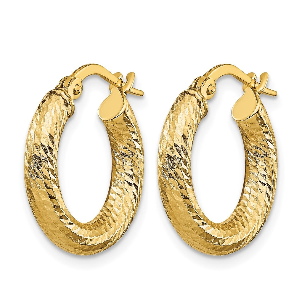 Leslie's 10K Yellow Gold Diamond Cut Round Hoop Earrings – Elegant Jewelry Gift for Birthday, Anniversary, Engagement, Wedding