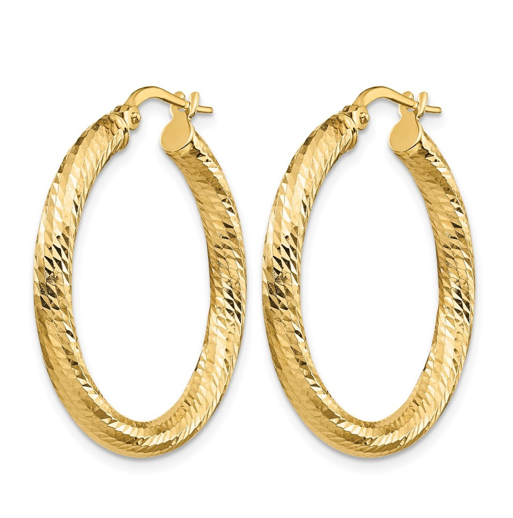 Leslie's 10K Yellow Gold Diamond Cut Round Hoop Earrings – Elegant Jewelry Gift for Birthday, Anniversary, Engagement, Wedding