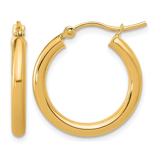 10k Yellow Or White Gold Polished 2.5mm Lightweight Tube Hoop Earrings