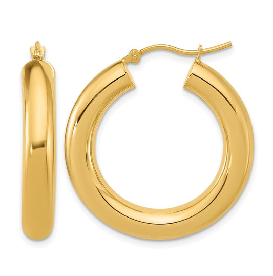 10K Yellow Gold Polished 5mm Polished Hoop Earrings