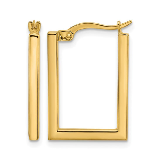 10k Yellow Gold Polished Rectangle Hoop Earrings