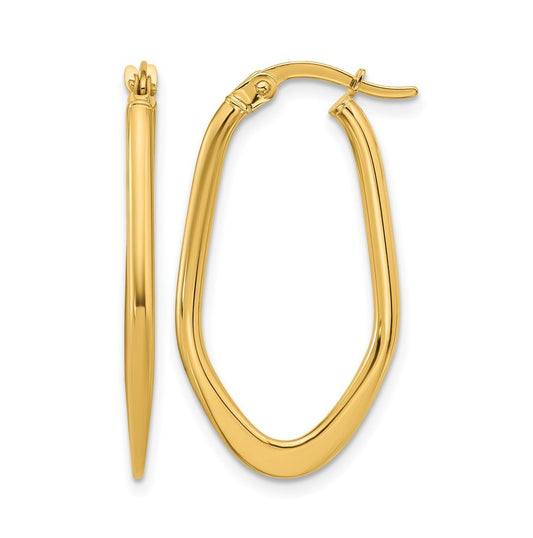 10k Yellow Gold Polished Oval Hoop Earrings