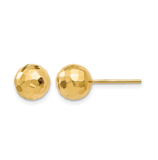 10k Yellow Gold Polished Faceted Post Earrings