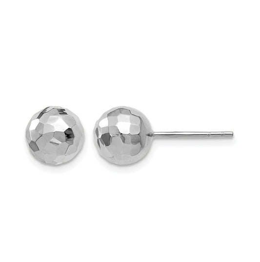10K White Gold Polished Faceted Post Earrings