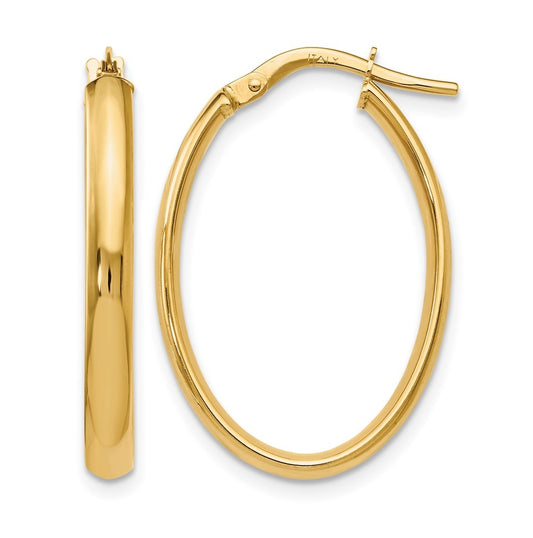 10k Yellow Gold Polished Oval Hoop Earrings