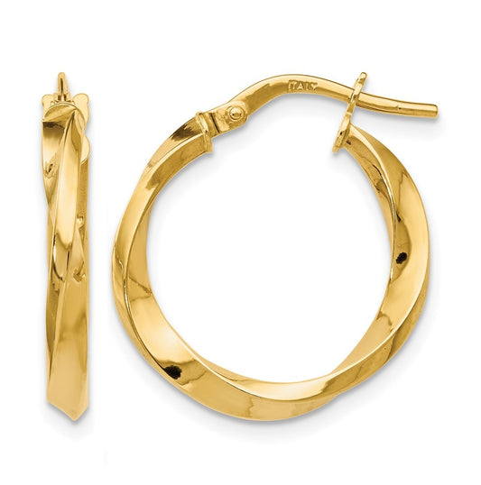 10k Yellow Gold Polished Twisted Hoop Earrings