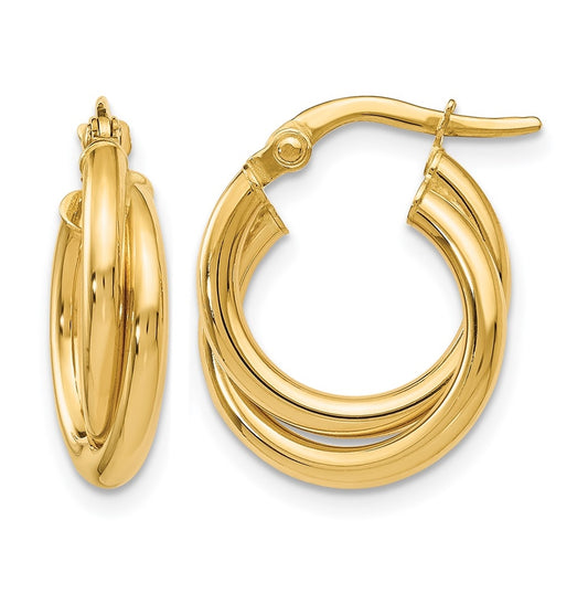 10k Yellow Gold Polished Twisted Double Hoop Earrings