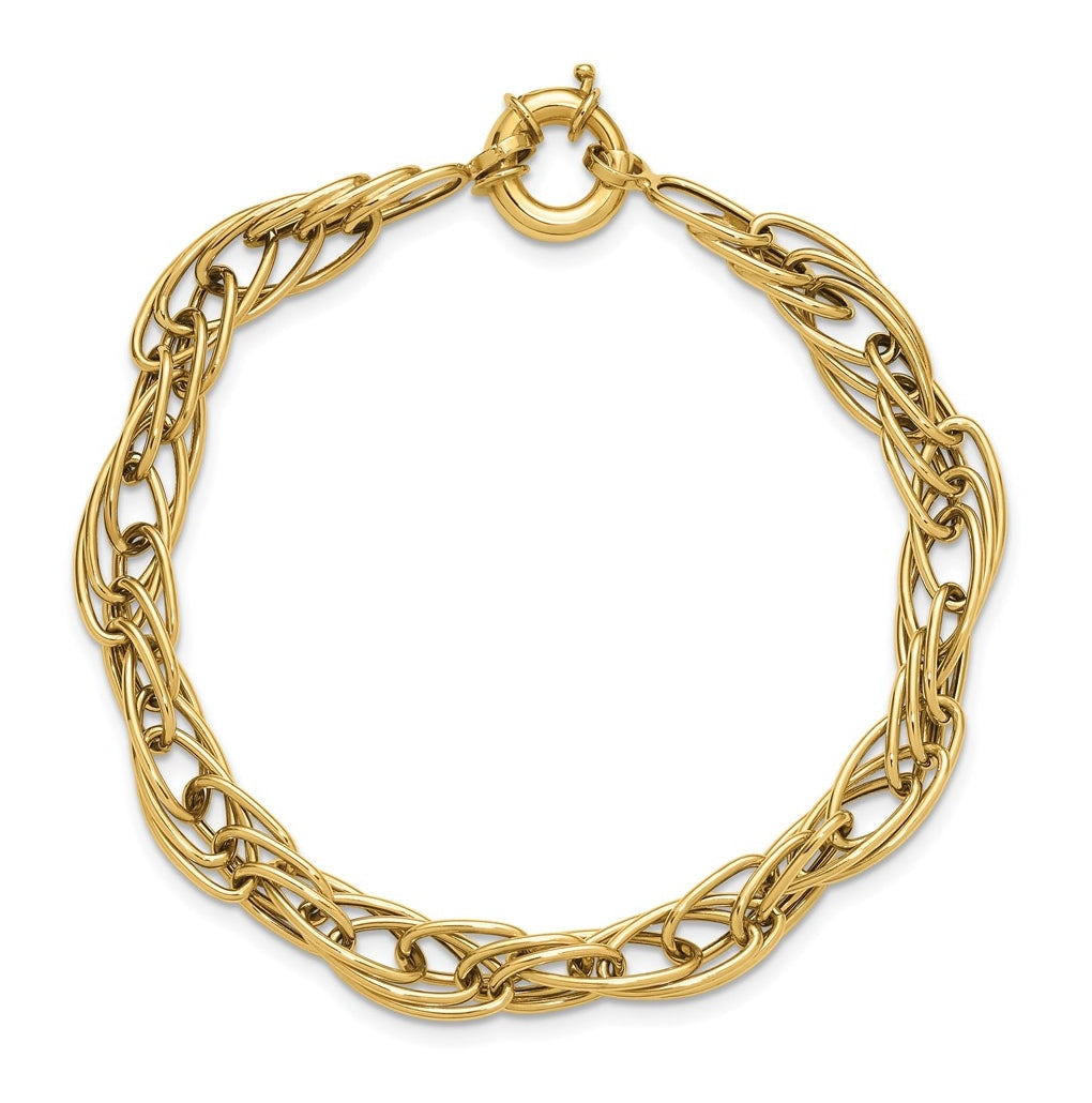 10k Yellow Gold Polished Fancy Oval Link Bracelet