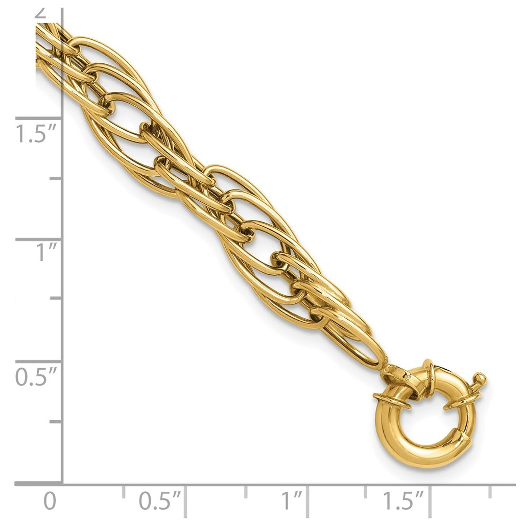 10k Yellow Gold Polished Fancy Oval Link Bracelet