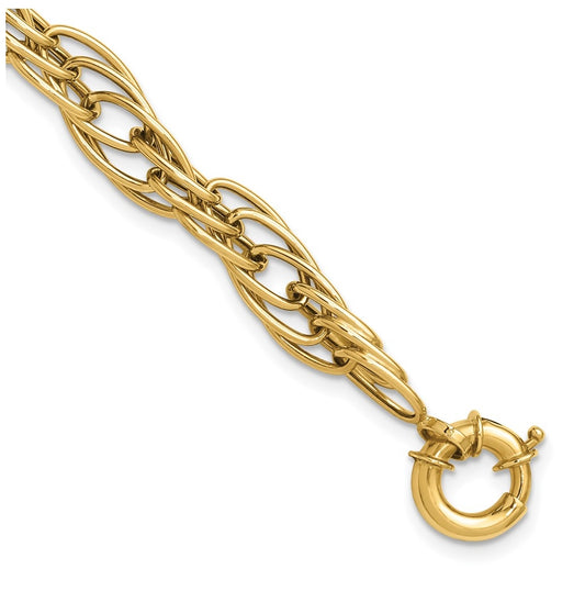 10k Yellow Gold Polished Fancy Oval Link Bracelet