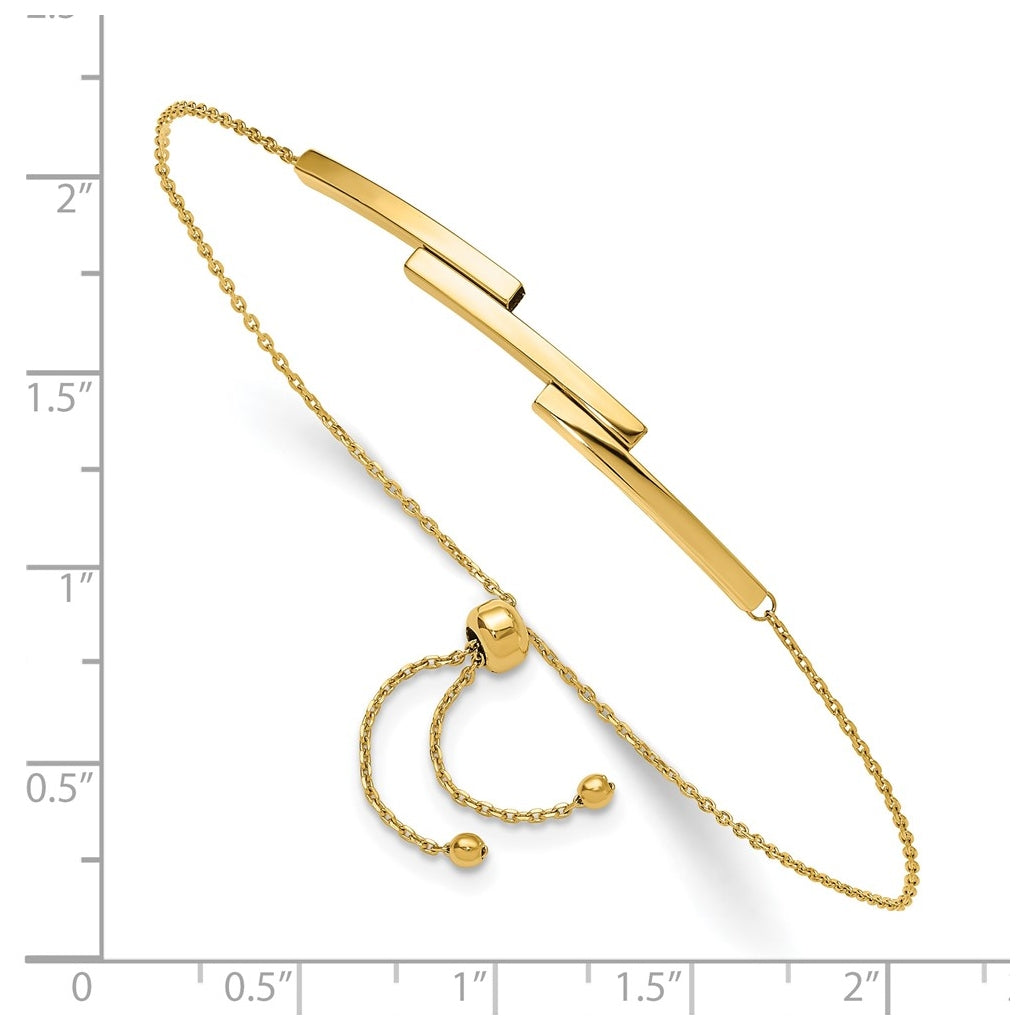 10k Yellow Gold Polished Bar Adjustable Bracelet