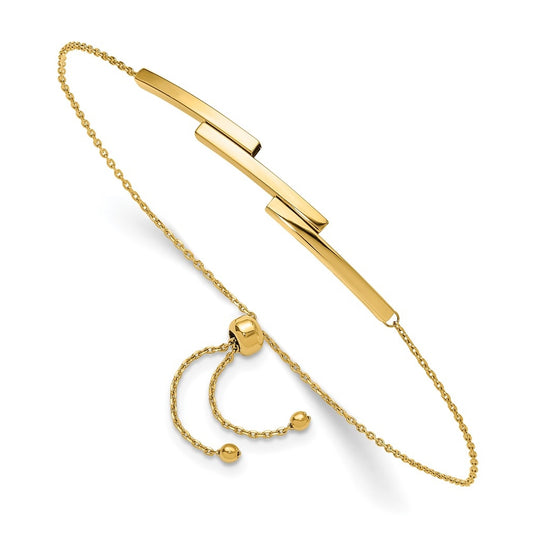 10k Yellow Gold Polished Bar Adjustable Bracelet