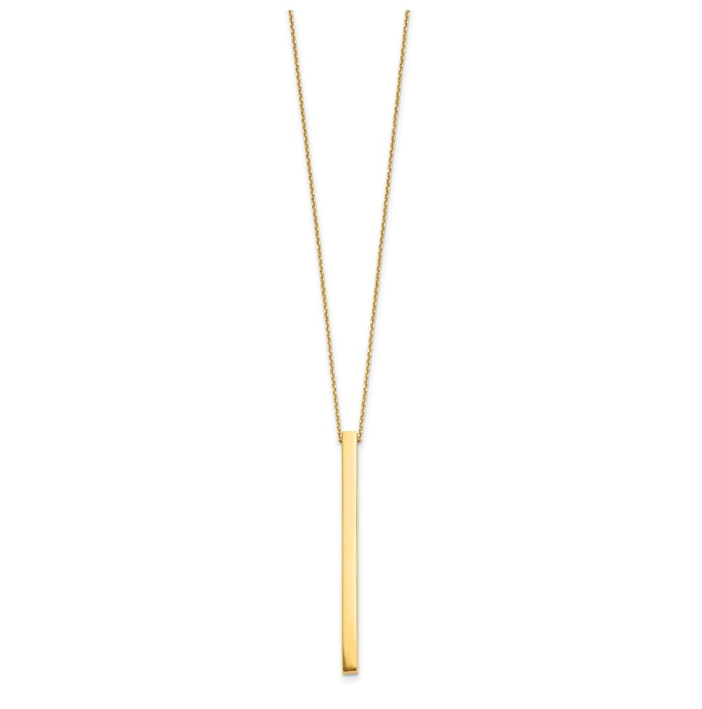 10k Yellow Gold Polished Bar w/2in ext. Necklace