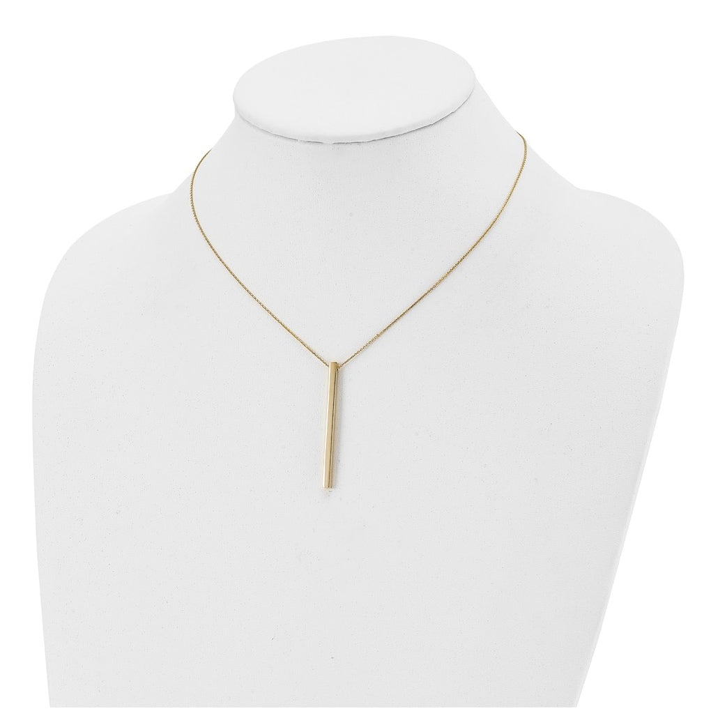 10k Yellow Gold Polished Bar w/2in ext. Necklace