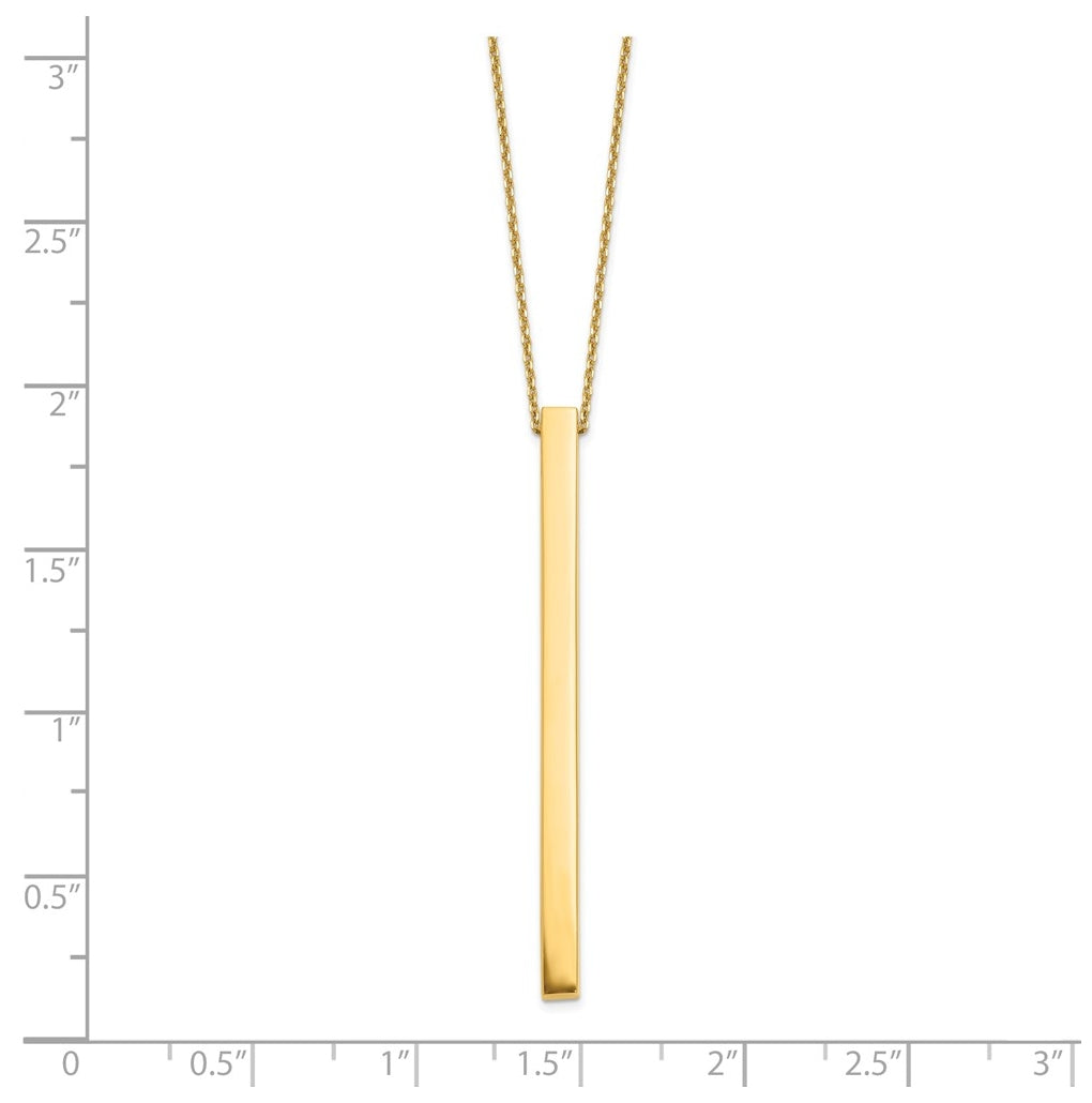 10k Yellow Gold Polished Bar w/2in ext. Necklace