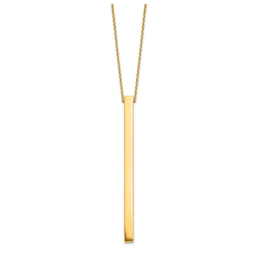 10k Yellow Gold Polished Bar w/2in ext. Necklace