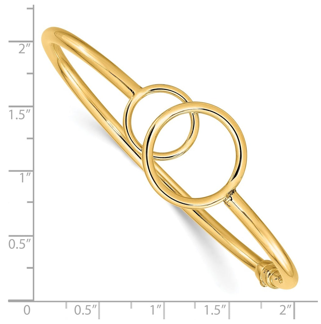 10k Yellow Gold Polished Double Circled Hinged Bangle
