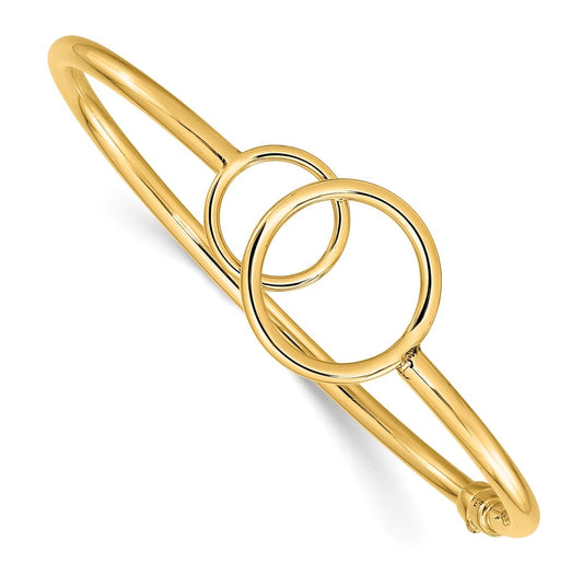 10k Yellow Gold Polished Double Circled Hinged Bangle