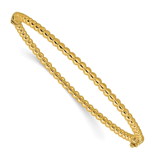 10k Yellow Gold Polished Beaded Hinged Bangle
